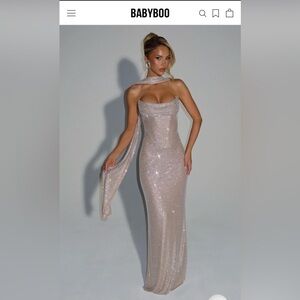 BABYBOO MIRABELLA MAXI DRESS - NUDE and Matching TAVIA SCARF - NUDE shawl